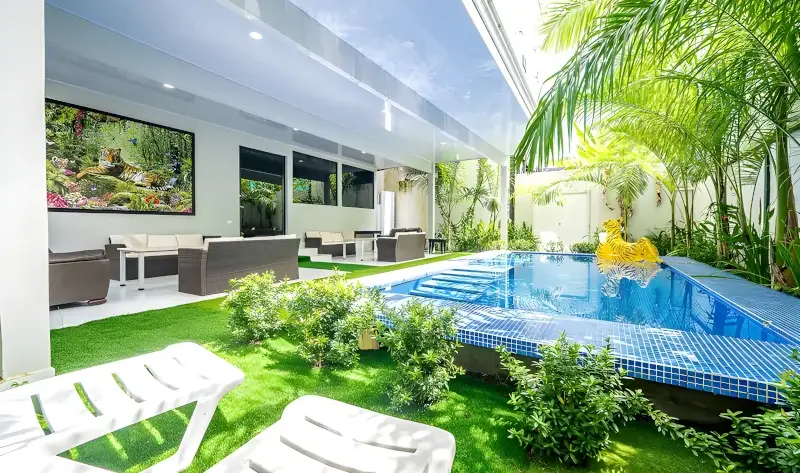 Rooftop view from Royale Cloud mansion showing 360-degree views of the Costa Rican jungle and Pacific Ocean.